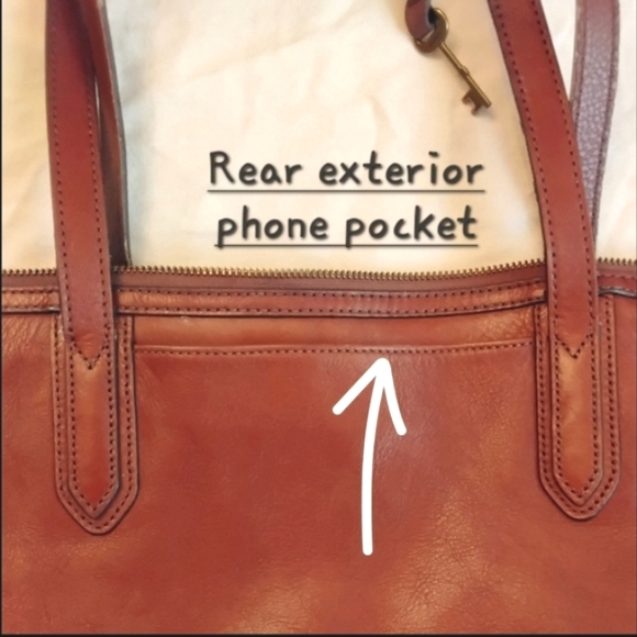 Fossil Brown Leather Tote Bag Purse Shopper - Picture 9 of 17